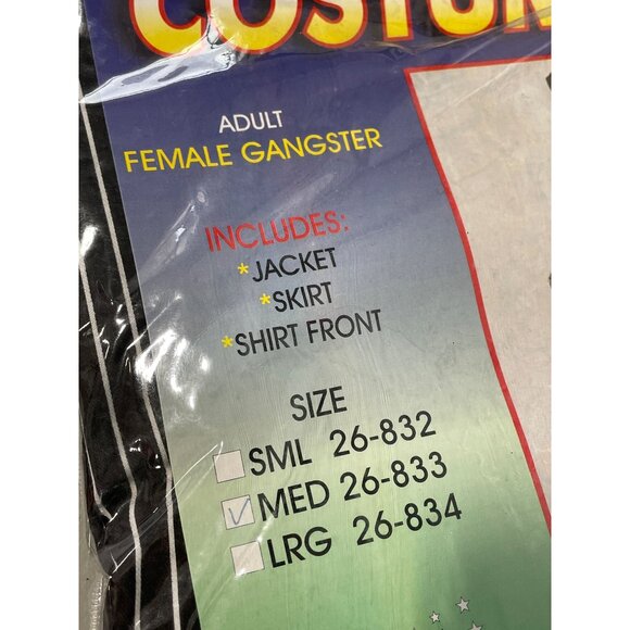 Alexanders Costumes Female Gangster Mob Costume Size Medium Black Striped NEW - Picture 3 of 7